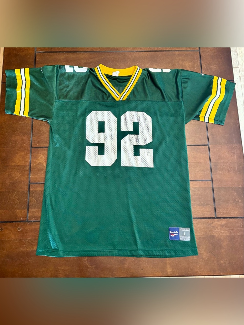 Vintage 90s Reebok Green Bay Packers Reggie White #92 Mesh Jersey. Mens size  L.